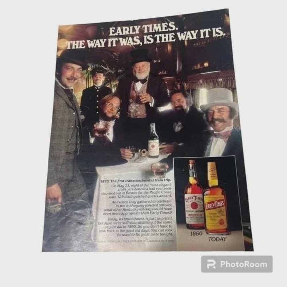 1980 Early Times Kentucky‎ Straight Whisky Original Vintage Print Ad